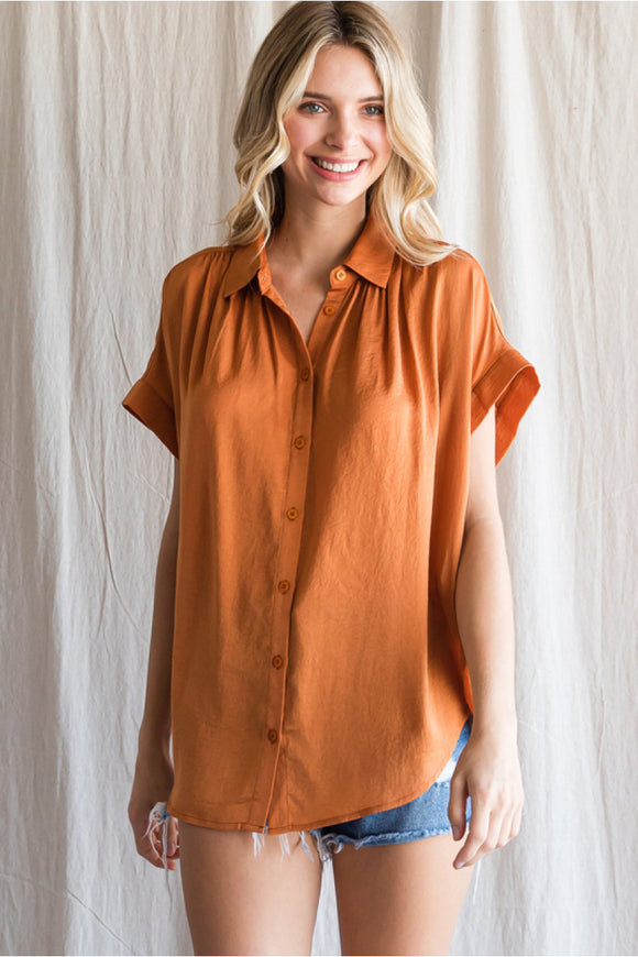 Amber Button Up Cuff Sleeve Top