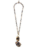 Long resin tortoise shell chain necklace